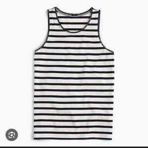 Jcrew faux leather scalloped trim striped tank